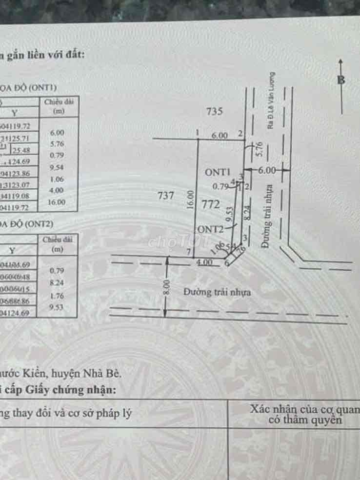 LÔ GÓC 6x16 MT HẺM XE HƠI - LÊ VĂN LƯƠNG PHƯỚC KIỂN - Ảnh 2