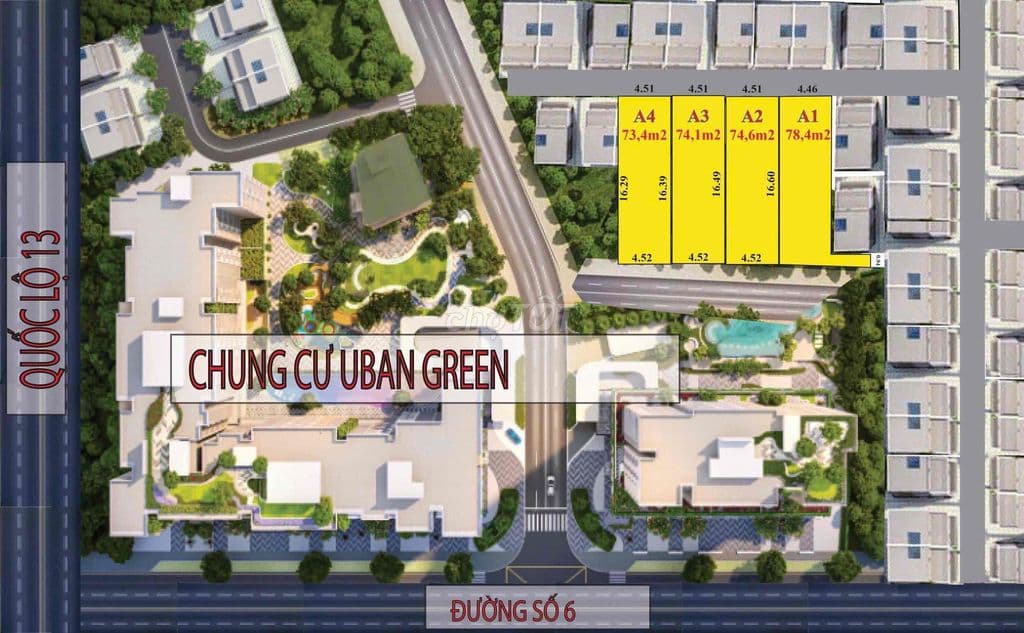 BÁN ĐẤT ĐƯỜNG SỐ 6- ĐỐI DIỆN VẠN PHÚC CITY- SHR (4,5x16M)