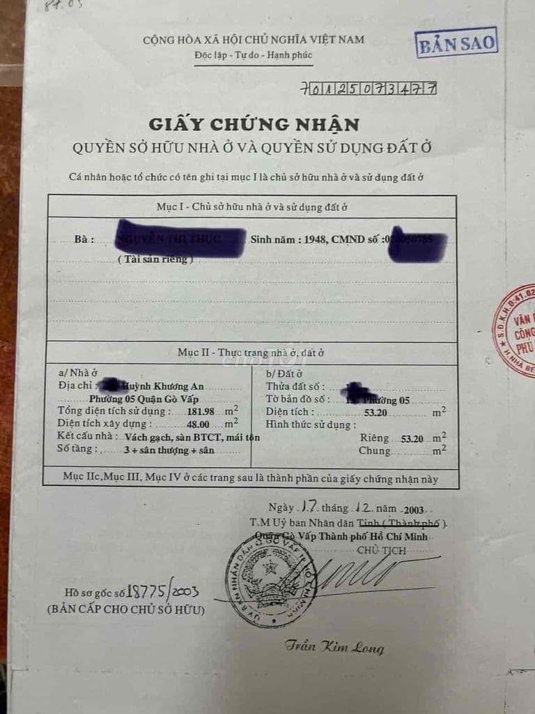 Nhà mặt tiền, gần DH công nghiệp, chợ Gò Vấp chỉ còn 10ty