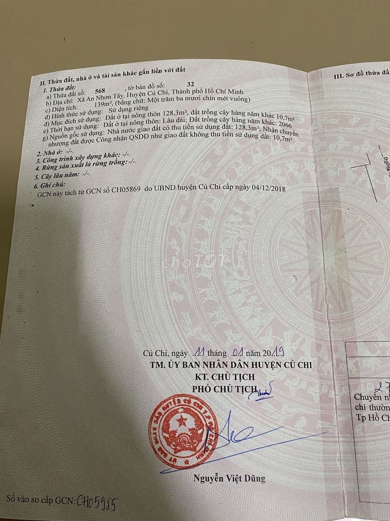 Chính chủ cần bán đất full thổ