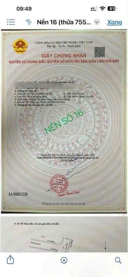 Bán Đất SHR 5*17m full Thổ Cư Hẻm 6m Ngay Chợ THỚI HOÀ Và KCN V. LỘC A - Ảnh 2