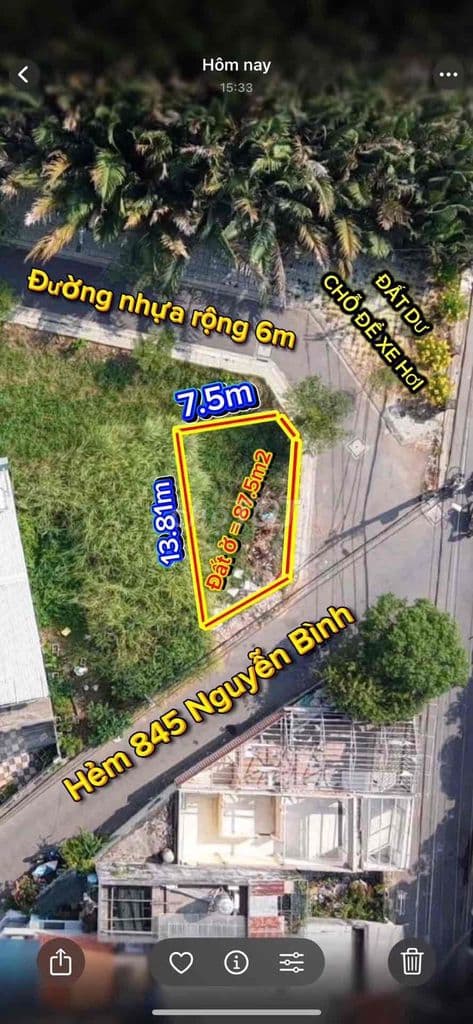 Cần Bán 2 Lô góc . Hẻm 855 và 845 Đường Nguyễn bình - Ảnh 2