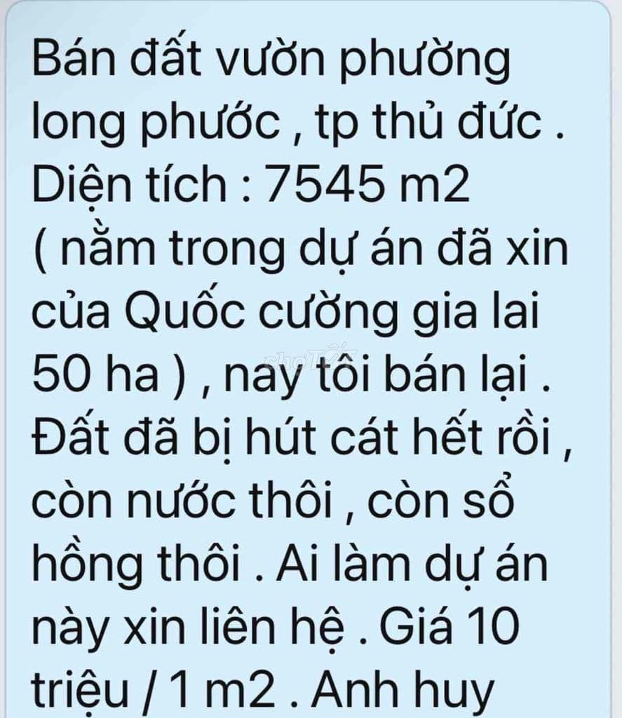 Bán đất vườn Long Phước