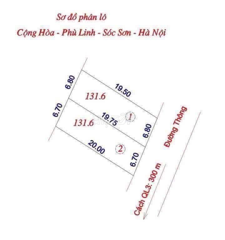Bán đất Cộng Hoà Phù Linh Sóc Sơn, sát thị trấn, 131m², nhỉnh 2 tỷ