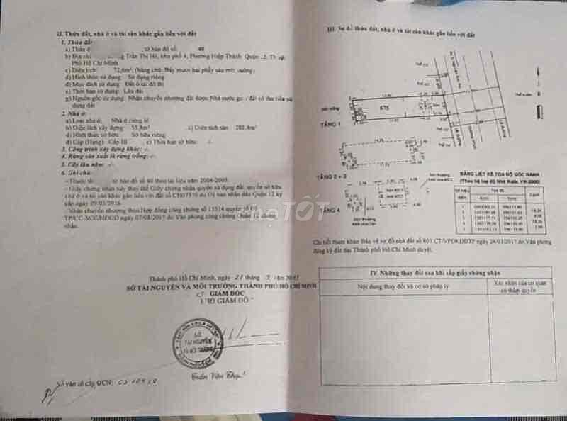 bán nhà Đường 14m Nhánh Nguyễn Ảnh Thủ. P hiệp Thành Q 12. Dt 4m x 19
