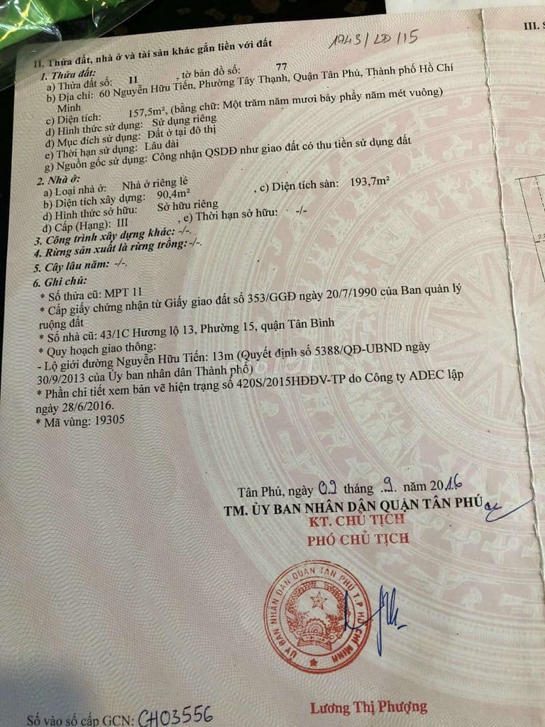 bán nhà chính chủ mặt tiền đường Nguyễn Hữu Tiến Tân Phú