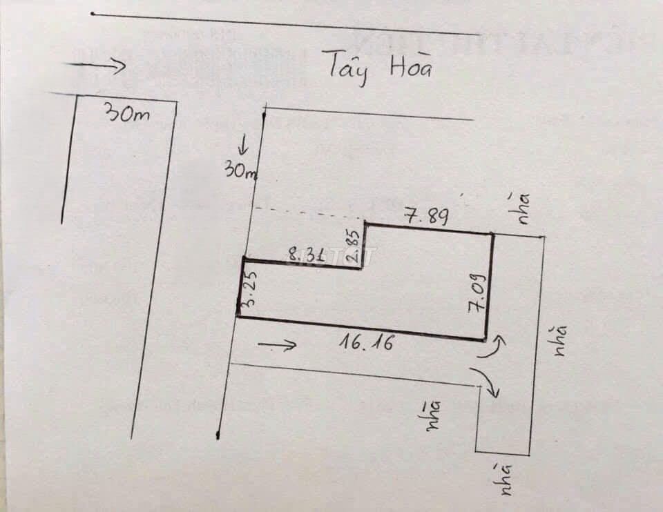 lô đất 3 MT ko lộ giới, Tây Hòa cách Xa Lộ Hà Nội 300m, rẻ hơn TT 40%