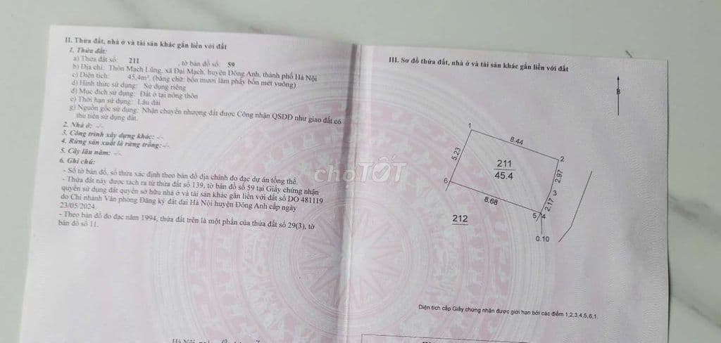 BÁN ĐẤT TẶNG NHÀ – GIÁ CHỈ NHỈNH 3,5 TỶ TẠI THIÊN LỘC, HÀ NỘI