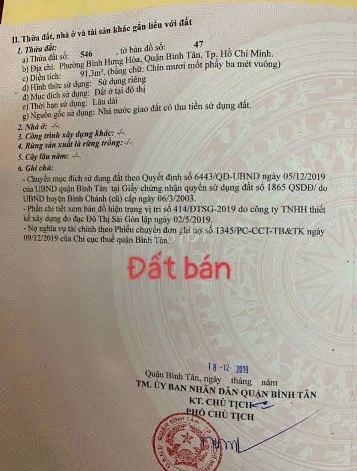 Chính chủ bán đất HXH 91.3m2 TL 2MT đường nhờ ACE MG hỗ trợ