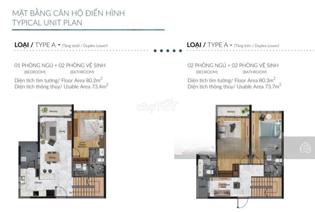Duplex Centery 2 tầng - 3PN4WC 160.5m2 - Celadon City