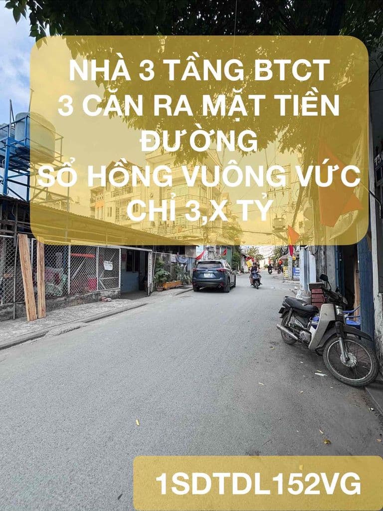 Nhà 3 tầng BTCT, 3 căn ra mặt tiền đường, Lê Đức Thọ, Phạm Văn Chiêu