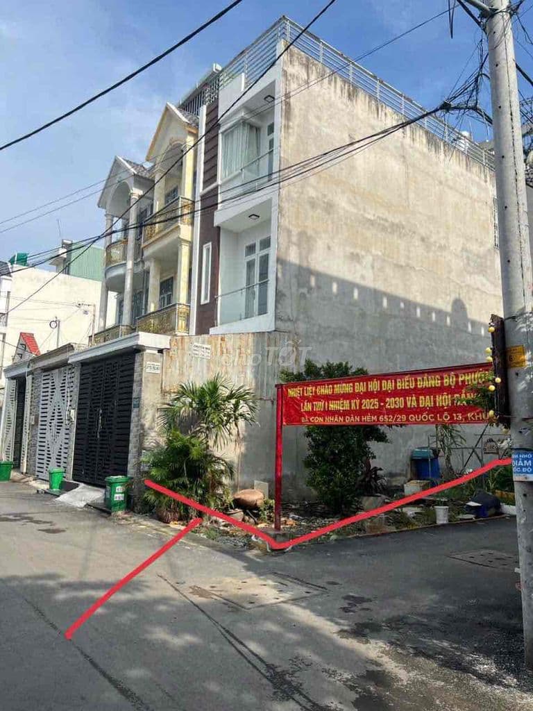 ĐẤT GÓC 2 MẶT TIỀN 4.12x16m HẺM 652 QL13, PHƯỜNG HIỆP BÌNH – TP. HCM