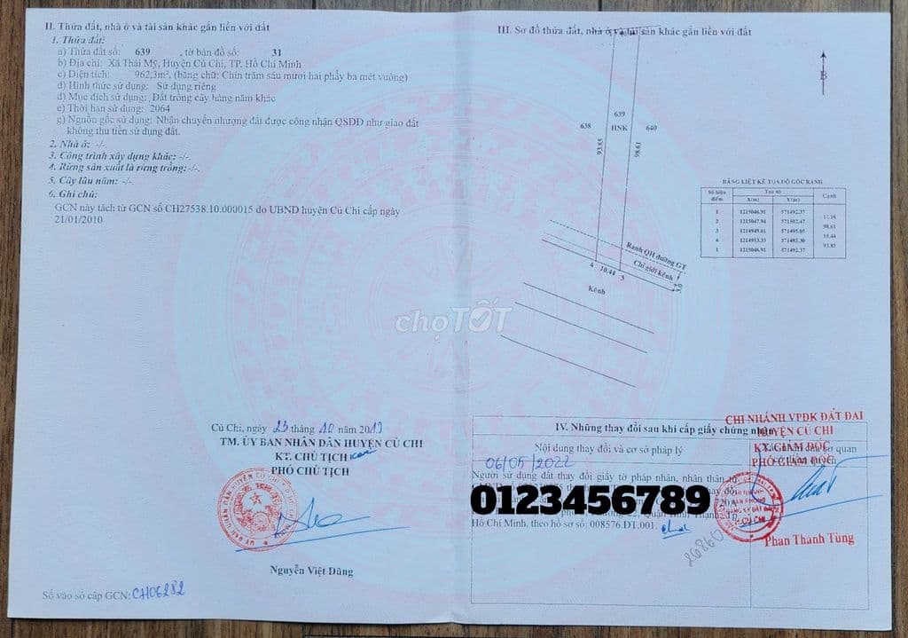 Chỉ 1.17tr/m, Thái Mỹ, Củ Chi. QH đất ở