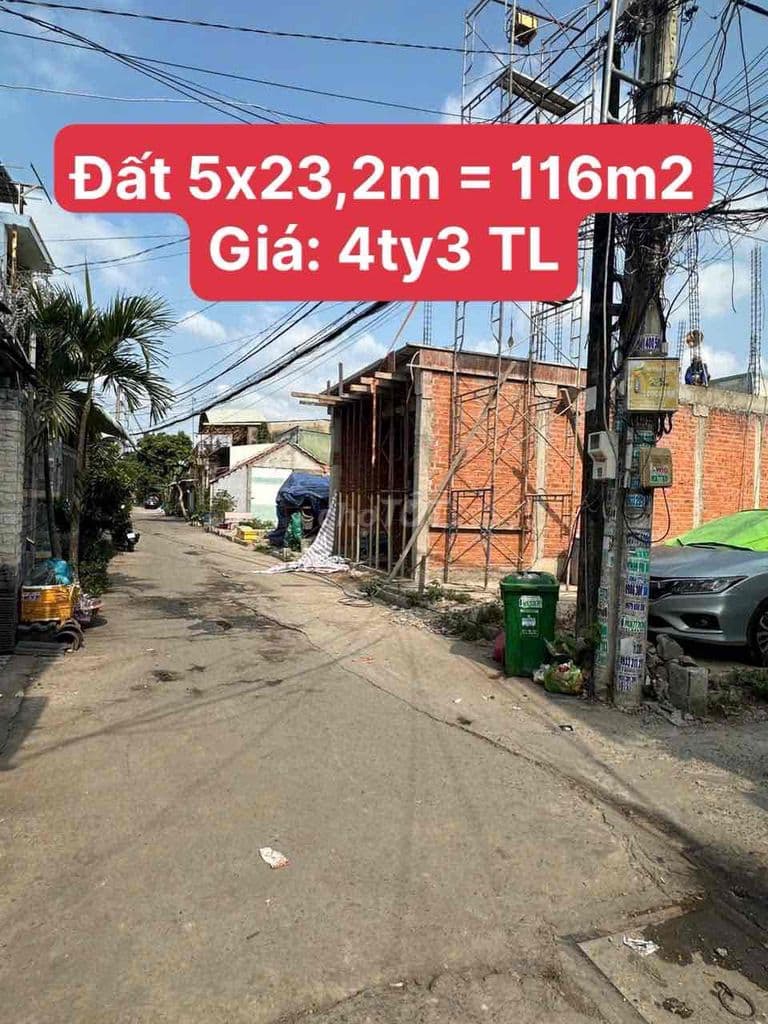 Đất 5x23,2m, Sổ 116m - Hẻm Ô Tô Ngay Lê Thị Hà Giao Tâm Xuân 1.