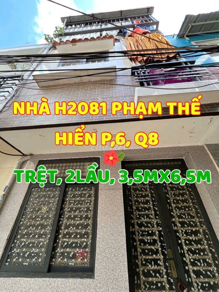 Tái định cư Nhà 1trệt, 2 lầu, H2081 Phạm Thế Hiển P6, Q8. N3,5mxDài 6m