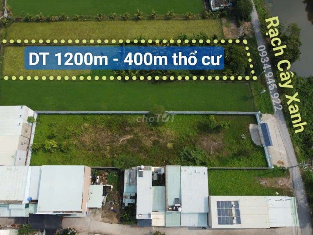 Bán gấp lô 1200m2 có 400m mt rạch cây xanh cách Vành Đai 3 500m.
