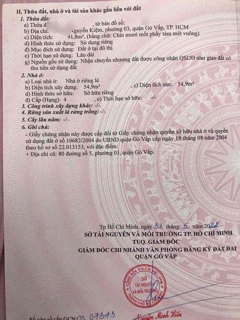 *** 1 Sẹc Nguyễn Kiệm 92m2 - 9.2 tỷ - Ngang 6m - Xe hơi thông