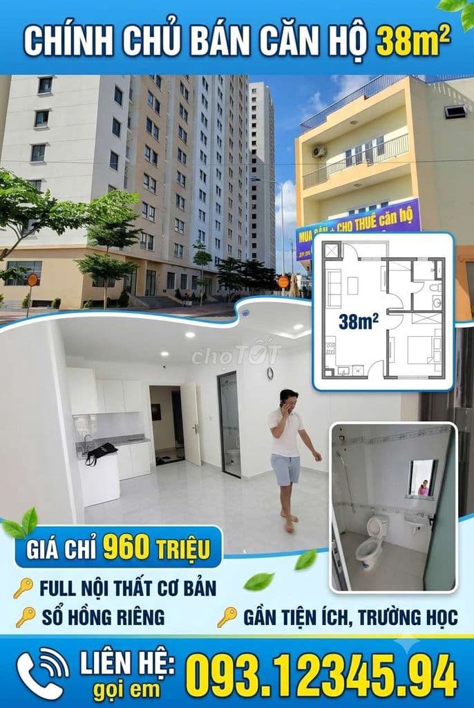 căn 900tr giá tổng 40m2 chung cư vĩnh lôc A, 1 phòng ngủ