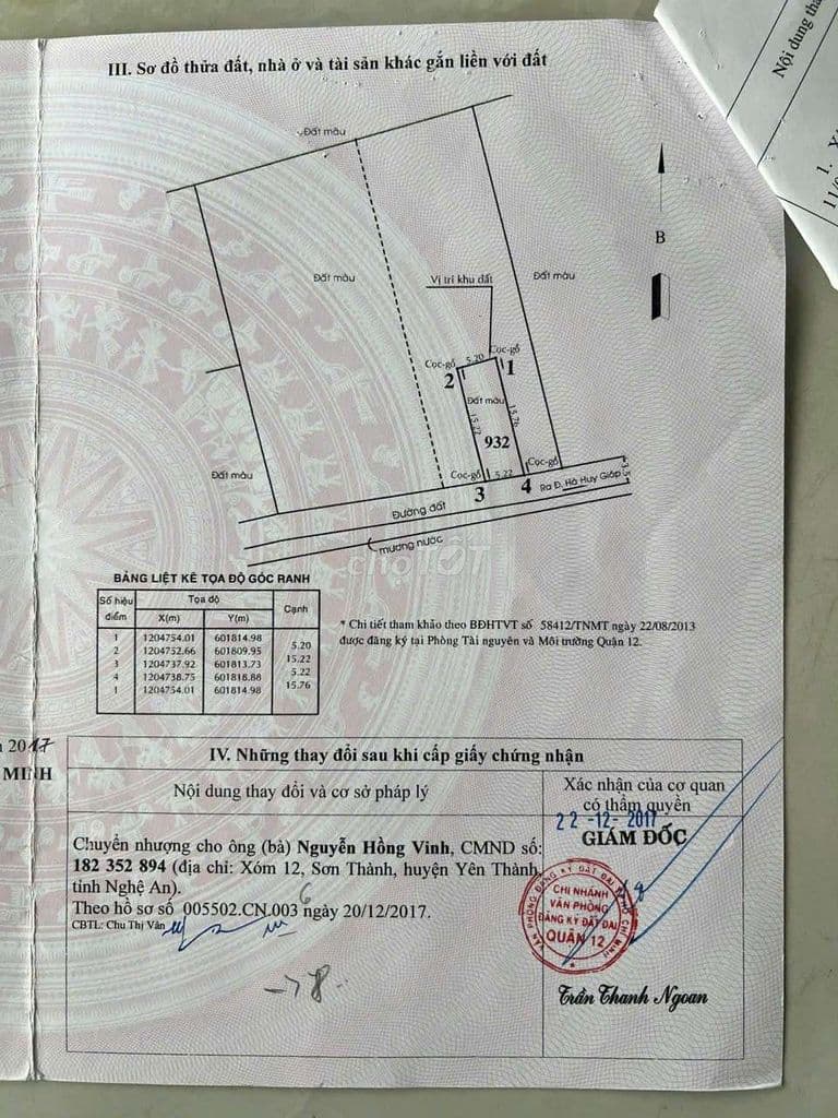 ĐẤT ĐỐI DIỆN TRƯỜNG HỌC TÔ NGỌC VÂN . DT:80m2, SHR, CHỈ 4.55 TỶ