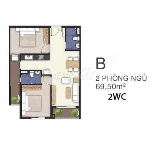 Bán căn hộ 69m2 view hồ bơi, 2PN, 2WC full nội thất cao cấp - Ảnh 2