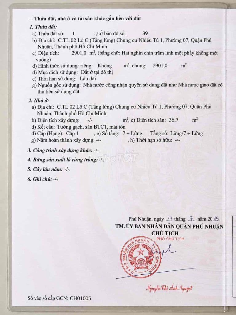 BÁN CĂN HỘ STUDIO TẦNG LỬNG – CHUNG CƯ NHIÊU TỨ 1, PHÚ NHUẬN
