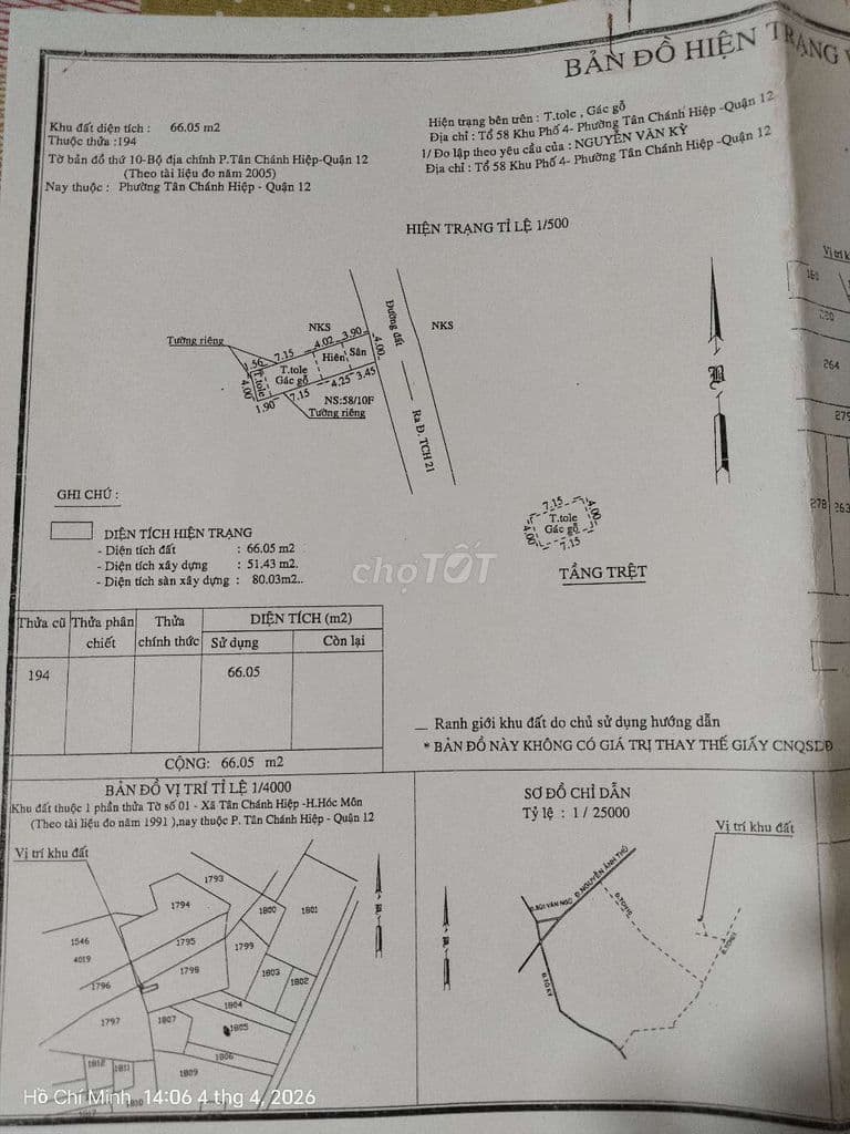 Nhà C4 66m2 hẻm 411 Dương Thị Mười - Ảnh 2