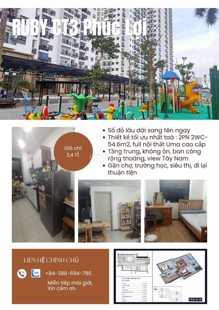 Bán căn hộ 55m2- 2PN 2WC giá đẹp