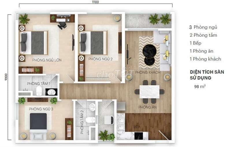 bán chung cư 75m2 gamuda - Ảnh 3