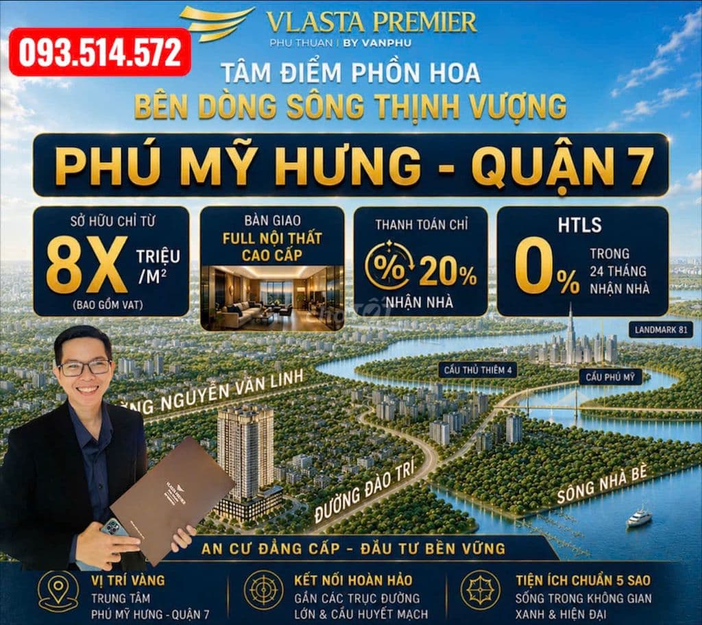 Căn hộ Vlasta Preimier giá gốc CDT từ 6,3 tỷ/77m2 –LK Phú Mỹ Hưng Q.7