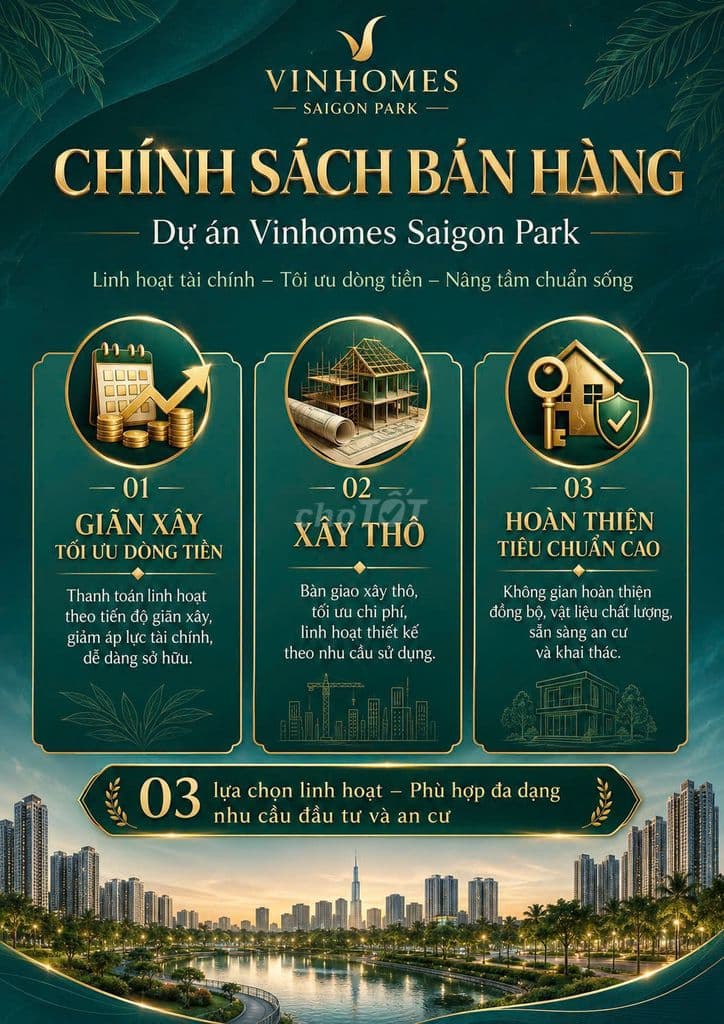 Đại lý F1 tư vấn giữ chỗ đợt 1 dự án Vinhomes Sai Gon Park - Hóc Môn