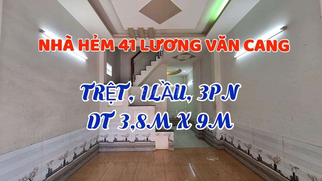 Nhà căn góc, Hẻm 41 Lương V Cang, P15, Q8, 1trệt, 1lầu, N3,8m x D9m.
