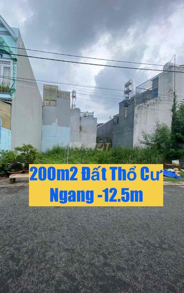 Bán Lô Đất 203m2 Thổ Cư-Ngang 12.5m👉 KDC Bà Điểm 2- Xã Bà Điểm