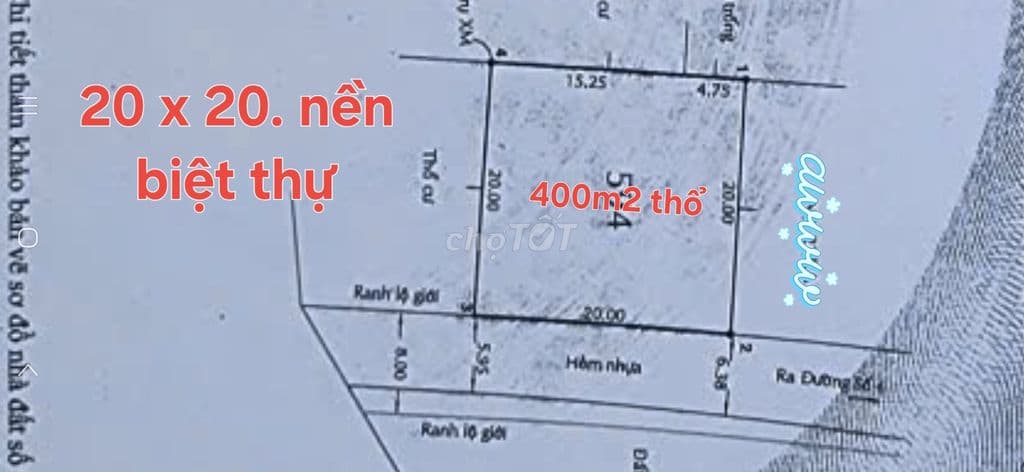 Nền BT, 400m2 đất đường S4, khu DC Sông Đà, Hiệp Bình Chánh, TĐ