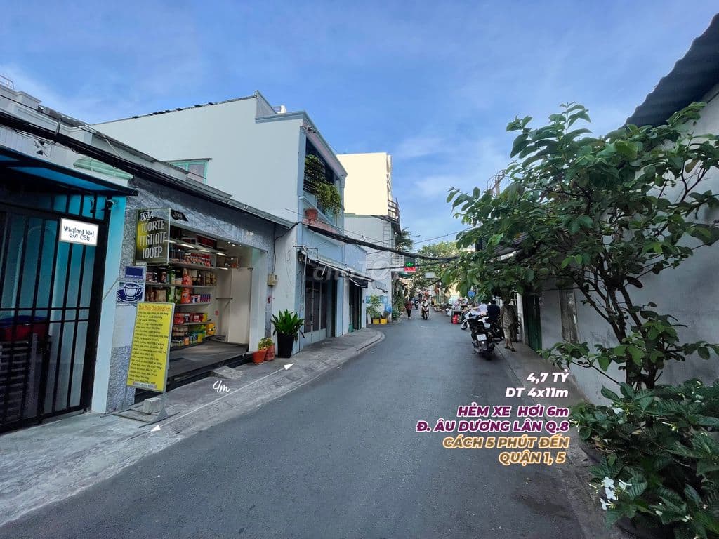 NHÀ 2 TẦNG 4x11m HẺM KINH DOANH 6m Đ. ÂU DƯƠNG LÂN QUẬN 8, GIÁ 4,7 TỶ