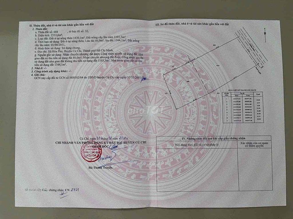 Bán đất tặng nhà(2533m),thổ cư 1430m,Hoà Phú,Củ Chi - Ảnh 2