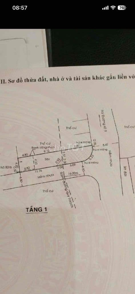 LÔ 2MẶT TIỀN Ô TÔ THÔNG 4.5x23m .103.6m2 có 60.3m2 thổ SÁT VẠN PHÚC