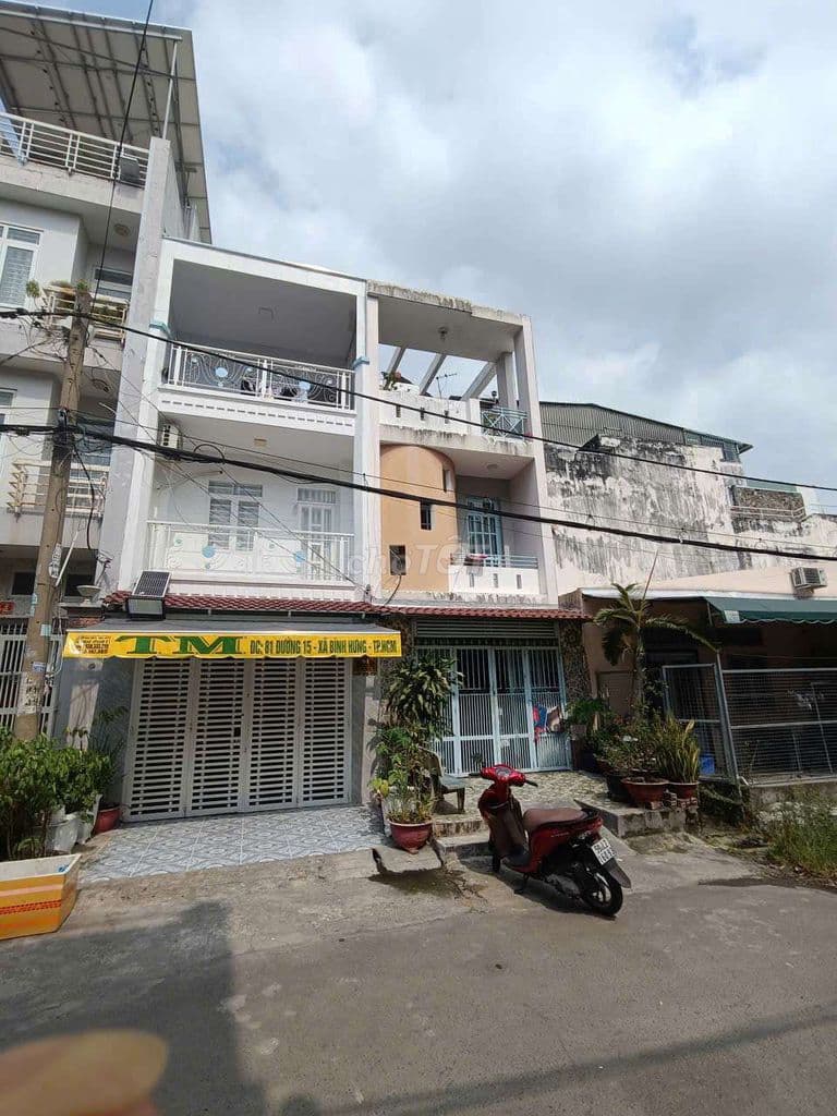 nhà mặt tiền đường số 15 KDC bình hưng DT 4m x 20m trệt 2 lầu