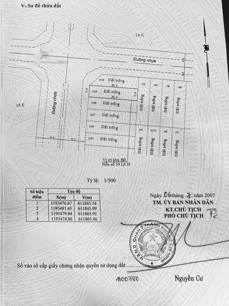 BÁN LÔ H39 - MẶT TIỀN ĐƯỜNG 49 - P. BÌNH TRƯNG ĐÔNG