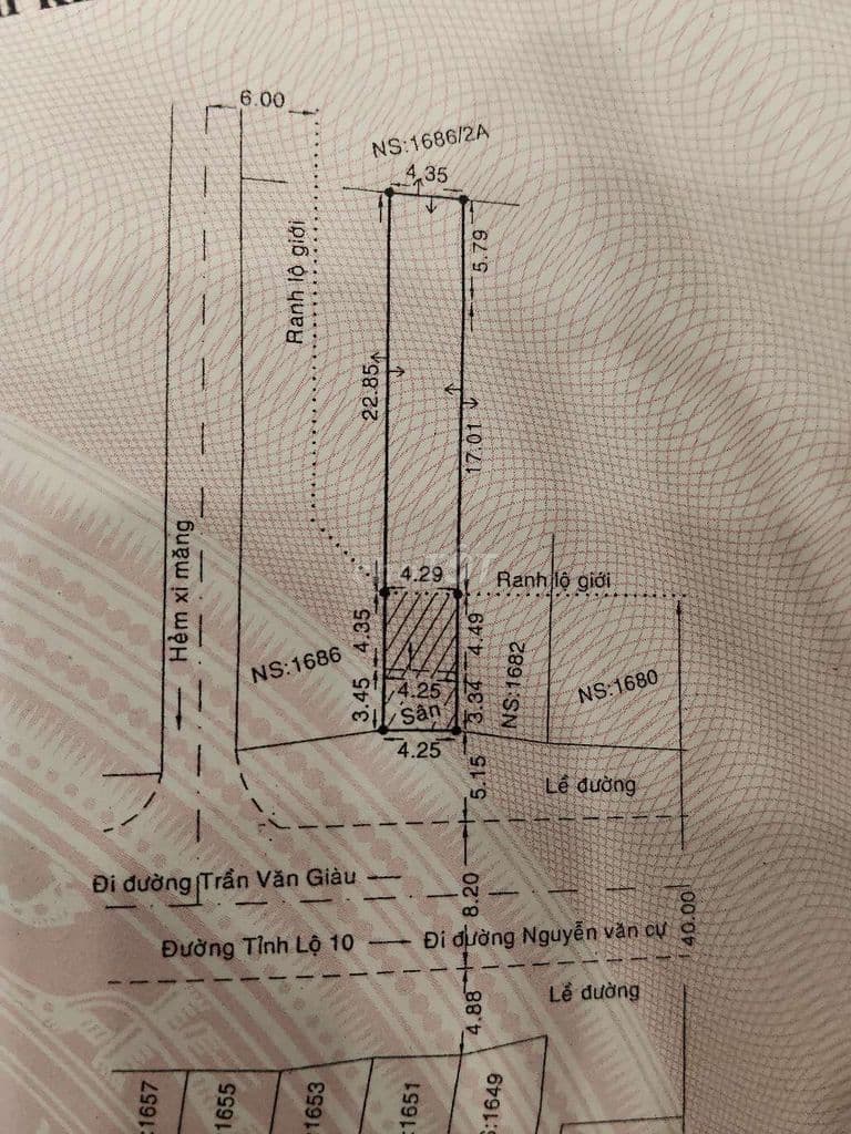 nhà mặt tiền tỉnh lộ 10 ngang4,3dai 33 no hậu
