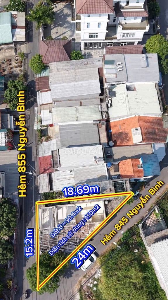 150m2 Đất nền thổ cư, xây dựng tự do hẻm 855 Nguyễn Bình - Ảnh 2