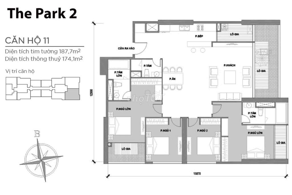bán 4PN, DT:188m2 , P2.11 , căn đầu hồi, giá : 31.5 tỷ/all in - Ảnh 2