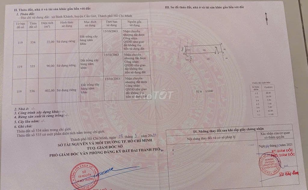 Bán đất đường Rừng Sác, Bình Khánh, Cần Giờ: 11 x 48, giá 1,5 tỷ.