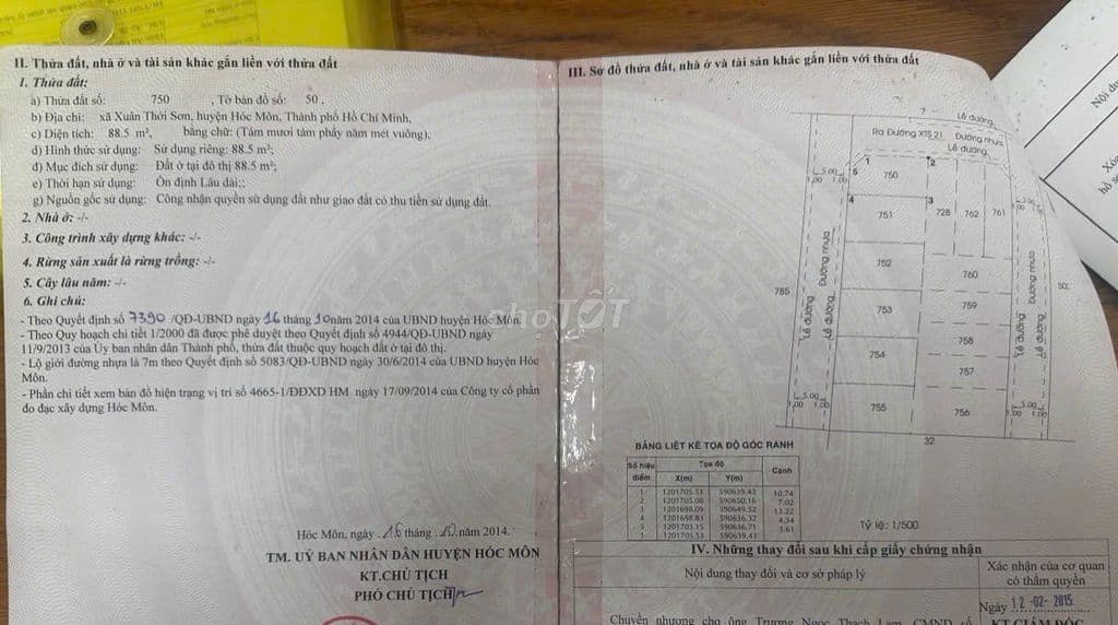 Bán lô góc , đường Võ Thị Hồi, DT: 88,5m2 ngang 5m, Giá : 4,05ty