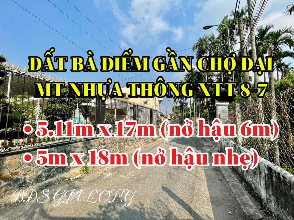 👇ĐẤT THỔ CƯ MẶT TIỀN SAU LƯNG CHỢ ĐẠI HẢI.