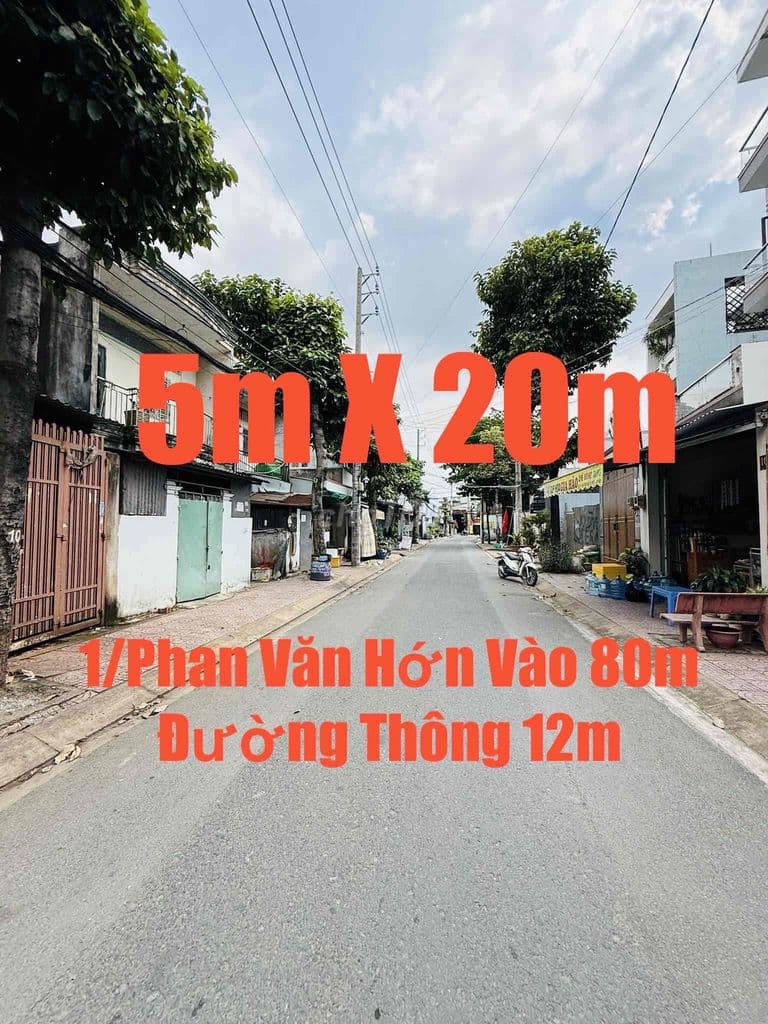 🔥ĐẤT MT Nhựa 12m Thông-5X20m-1 Xẹc Phan Văn Hớn Vào 80m