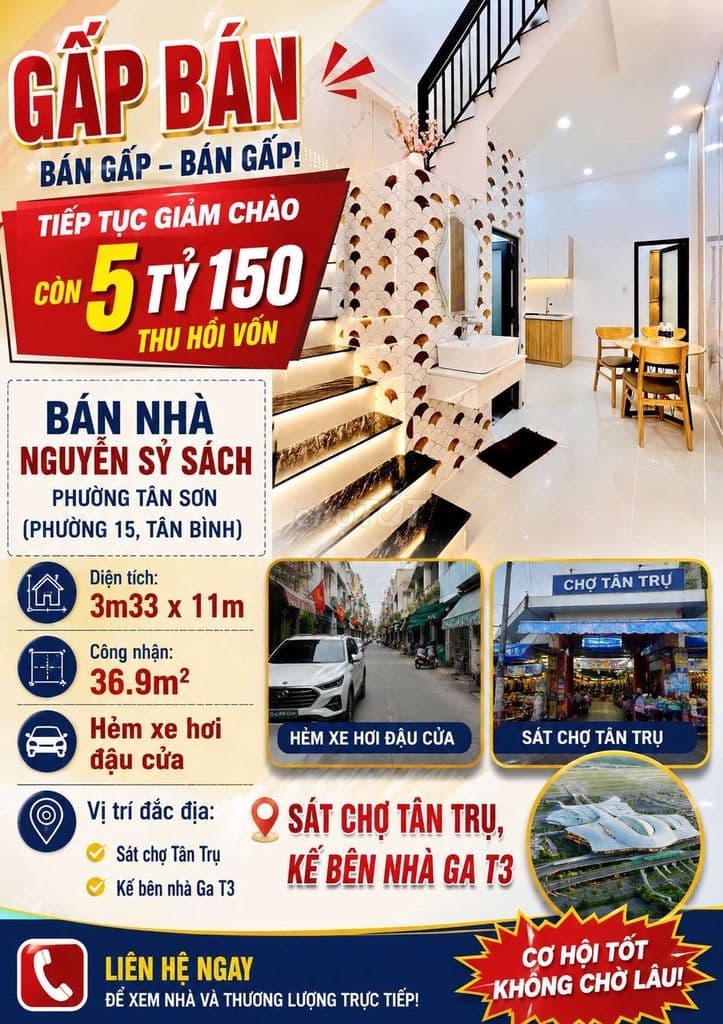 Bán Gấp nhà 74m2 Nguyễn Sỹ Sách Tân Bình,giá 5tỷ150,HXH đậu cửa. - Ảnh 2