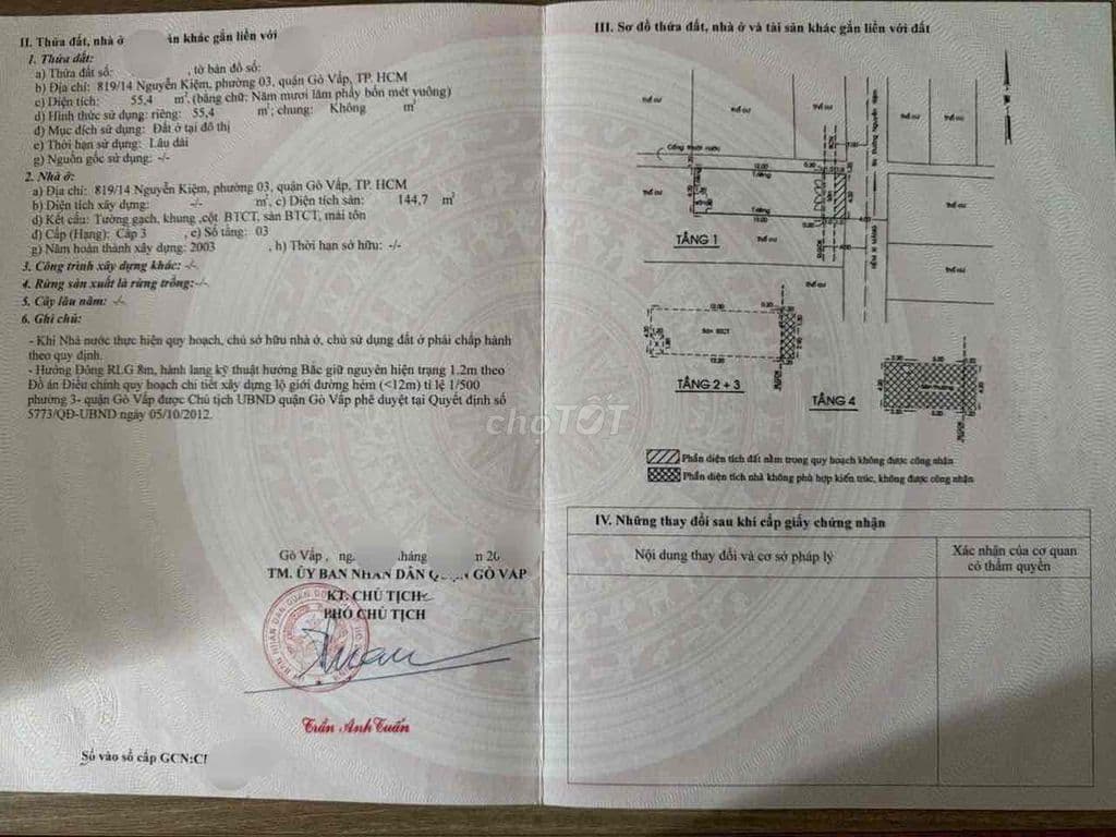 BÁN NHÀ CHÍNH CHỦ VỊ TRÍ HẺM THÔNG SỐ 819/14 NGUYỄN KIỆM,P.3,GÒ VẤP