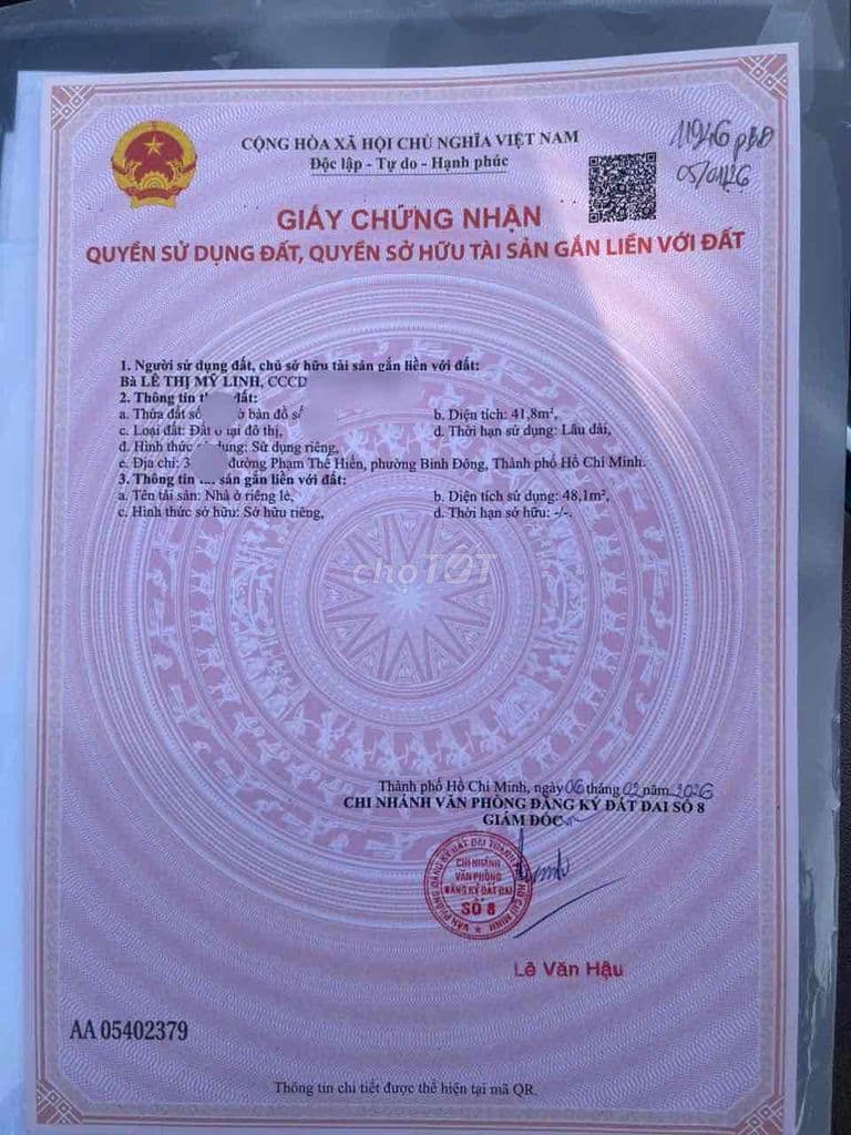 Nhà (4,5 * 10m) 2 tầng, hẻm 3m ở đường Phạm Thế Hiển P7 Q8, SHR hoàn c