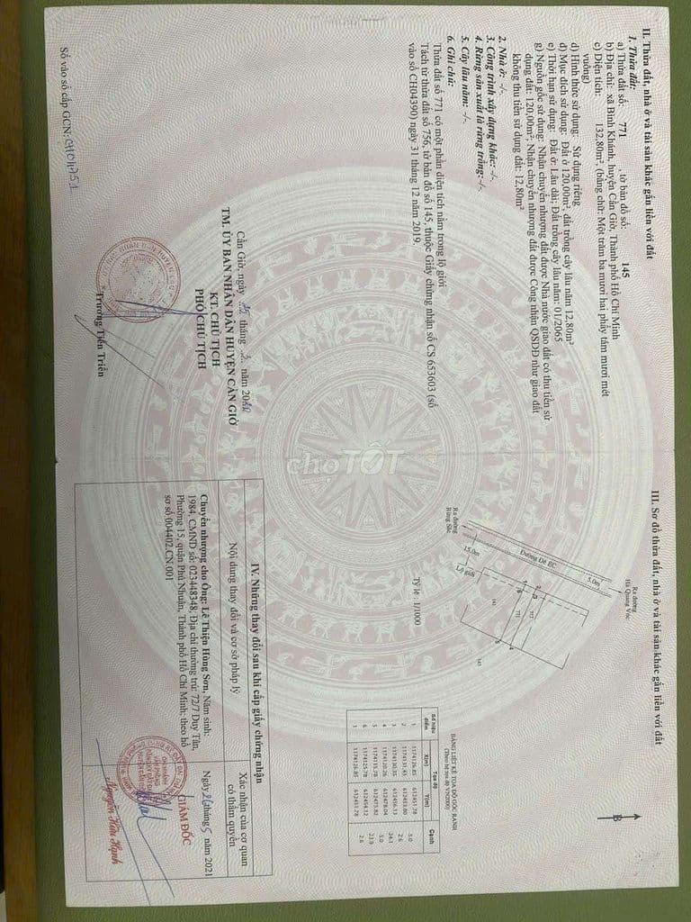 Bán 132,8m đất thổ cư, mt đường Trần Quang Nhơn, giá 2,7 tỷ