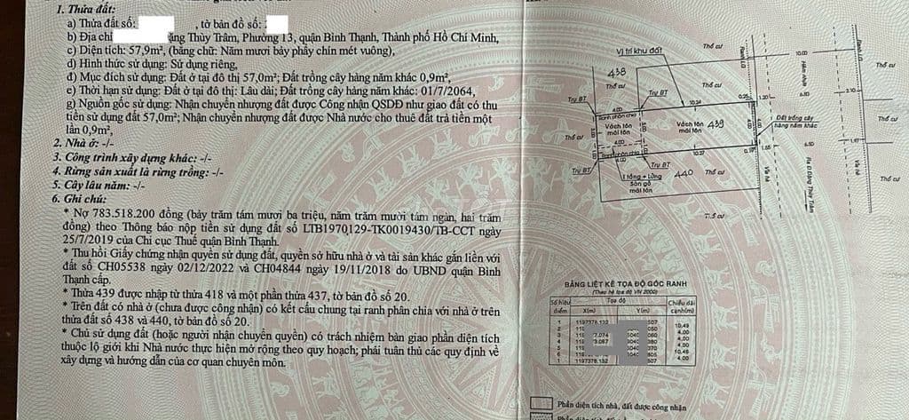 Bán đất tặng nhà C4 Đặng Thùy Trâm P13 Bình Thạnh. DT4x15m giá 8,9 tỷ